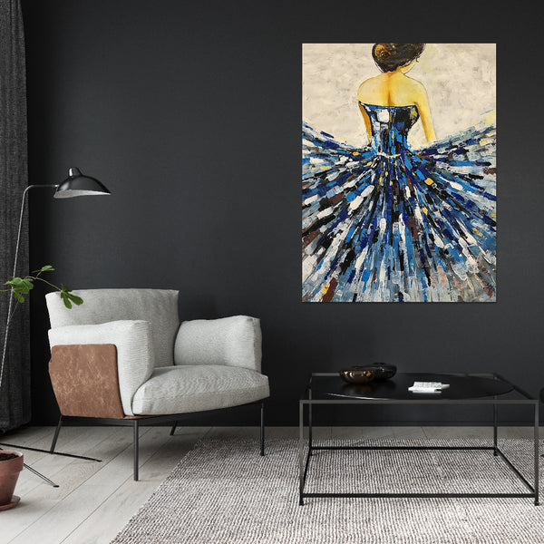 The Dancer - Hand Painted, Beautiful, Stylized Depiction of a Ballet Dancer, Size 90x120cm