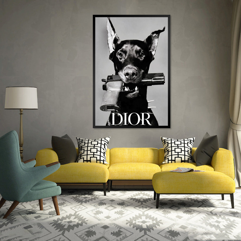 Dior Dog Canvas Art with Floating Frame CNL364 60x90cm