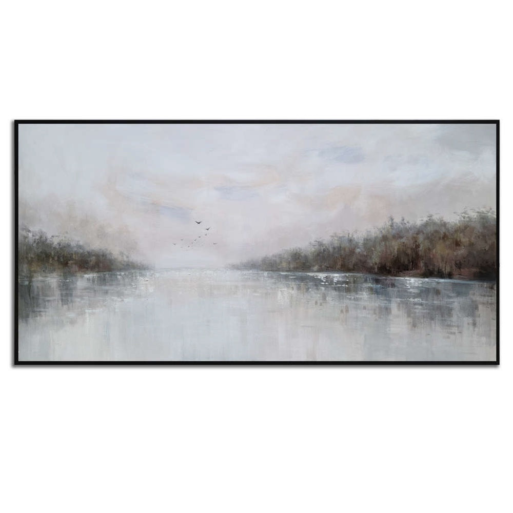 Misty River Serenity - Embellished Art with Shadow Frame - CNL453 - 80x150cm