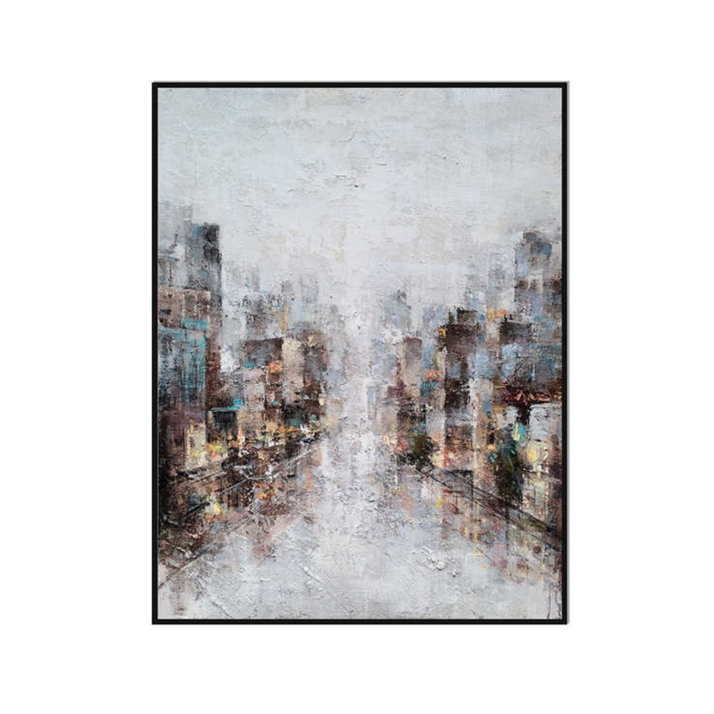 City Lights in the Mist - Embellished Art with Shadow Frame - CNL457 - 75x100cm