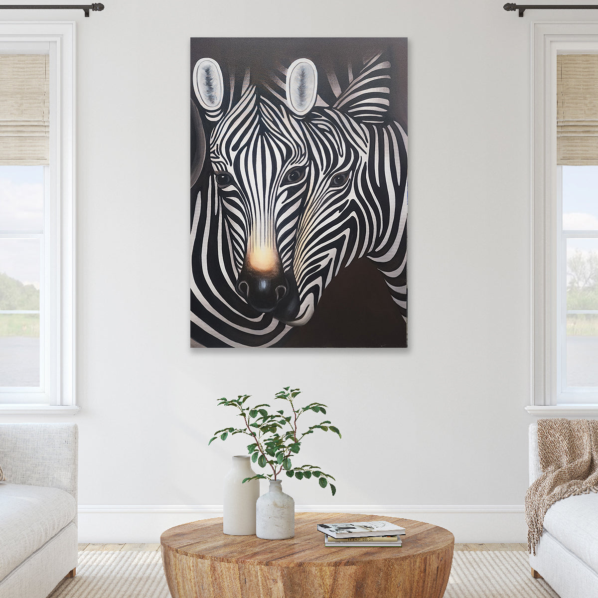 Zebra Harmony - Hand Painted Art - MTO-418, 70x100cm – Priceless
