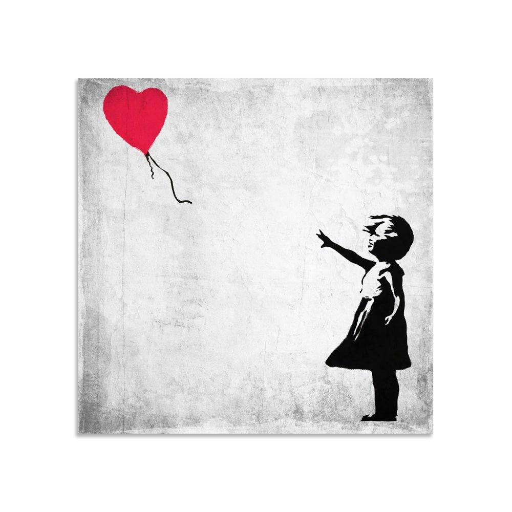 Girl with Balloon - Ready to Hang Canvas Print - POD139 - 90x90cm