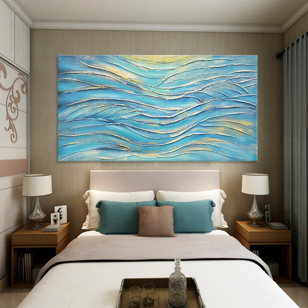 Deep Waves - heavy Textured Hand Painted Art - 80x150cm YA257