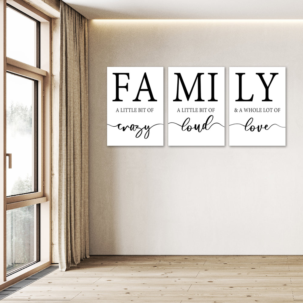 Family - Ready to hang Canvas Print (Set of 3) - 50x70cm ea