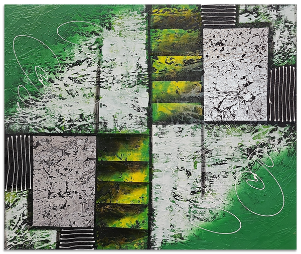 Natural Uniformity - Striking Green Modern Abstract Art size 100x120cm.