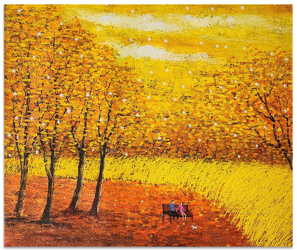 Golden Fields - Heavily Textured Landscape Art with Rich Yellow and Gold Tones