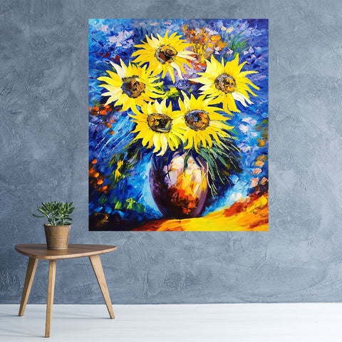 Sunflowers in a Vase - Beautiful Palette Knife Floral Art 90x120cm