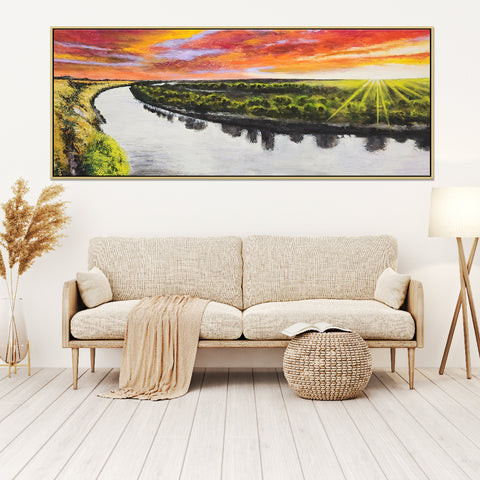 Murray River - Highly Textural, hand Painted Depiction of a Iconic Australian Landmark Size 80x200cm