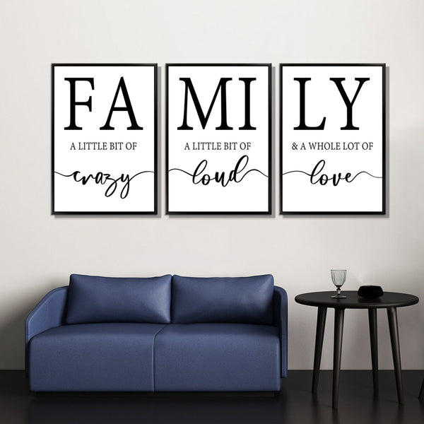 Family - Set of 3 Shadow Framed Prints- JP396 -(Overall size 70cm x 150cm)