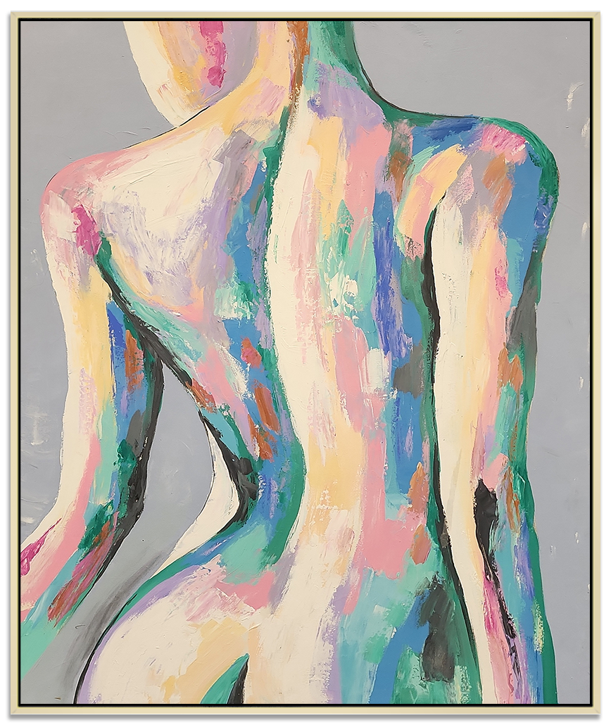 Colourful Beauty - Sublime, 100% Hand-Painted Colourful Portrait of a Woman, Size 110x140cm
