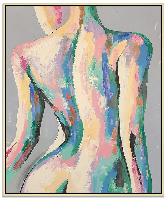 Colourful Beauty - Sublime, 100% Hand-Painted Colourful Portrait of a Woman, Size 110x140cm
