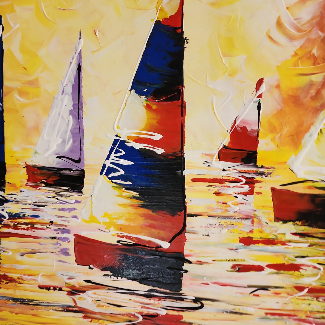 Sails in the Sun - Stunning Seascape Themed Hand Painted Modern Art - Priceless ART:  Australia's Largest Range of Affordable ART