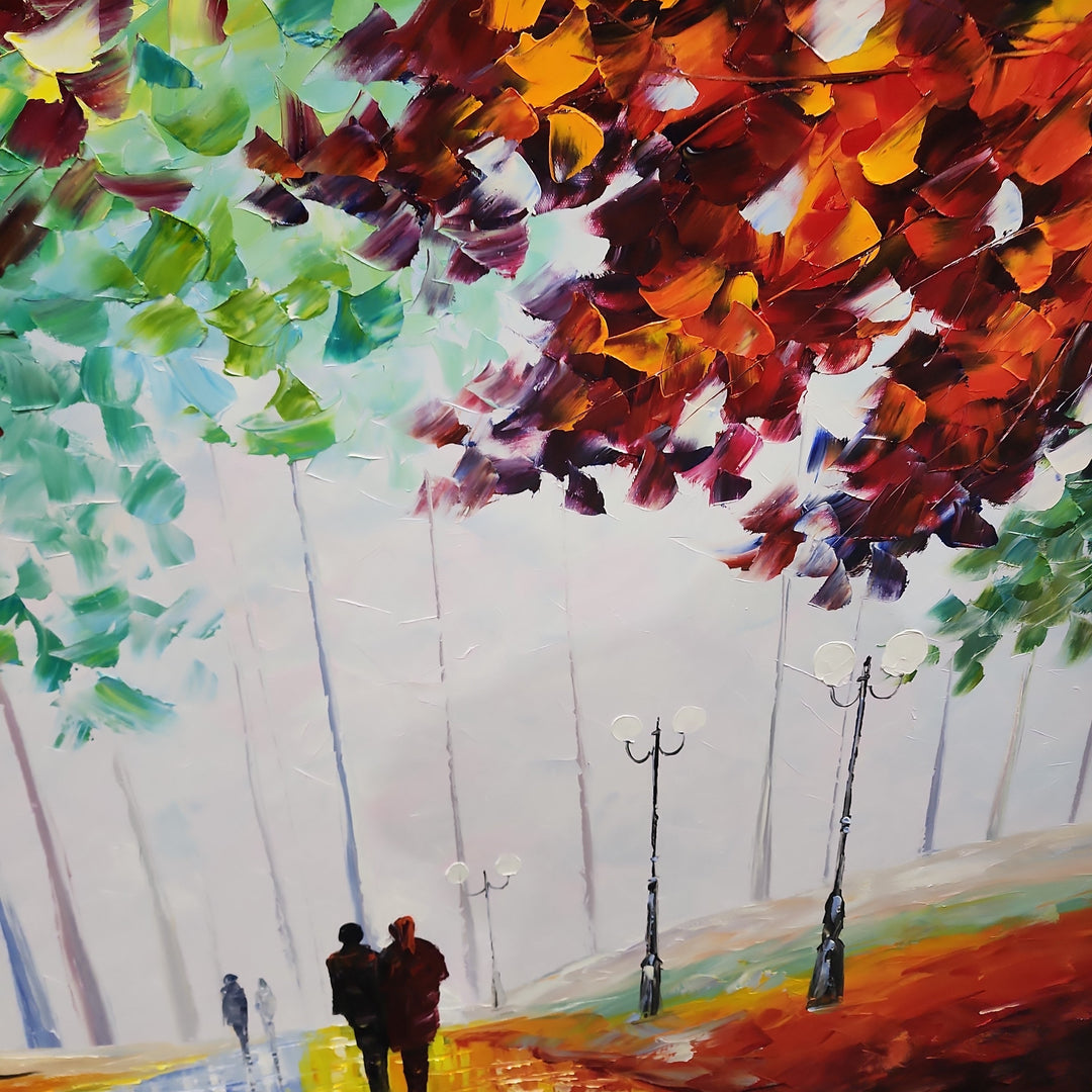 Autumn Bliss - Warm, Earthy toned Palette Knife Romantic Pathway Art 120x180cm