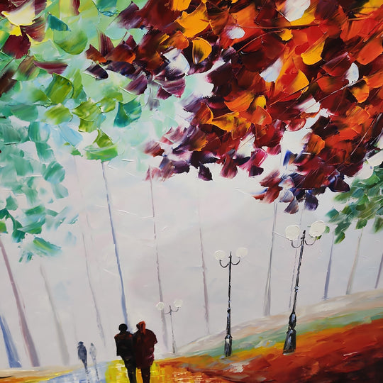 Autumn Bliss - Warm, Earthy toned Palette Knife Romantic Pathway Art 120x180cm