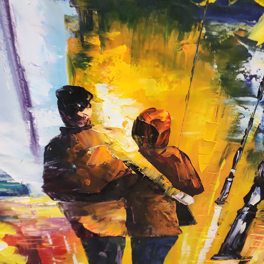 A Couple's Embrace - Beautiful, Dreamlike Palette Knife Painted Romantic Art 100x150cm