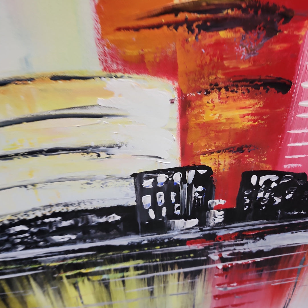 The City - Colourful, Impressionistic, Abstract Cityscape size 100x240cm
