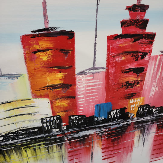 The City - Colourful, Impressionistic, Abstract Cityscape size 100x240cm