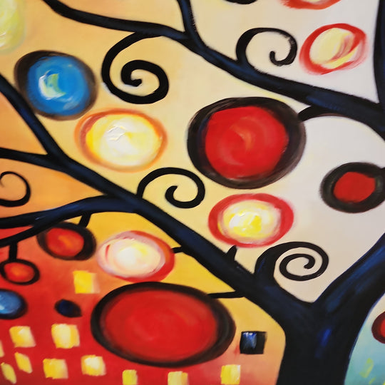 Tree of Life - Hand Painted , Colourful, Whimiscal Tree Modern Art size Extra Large 100x240cm