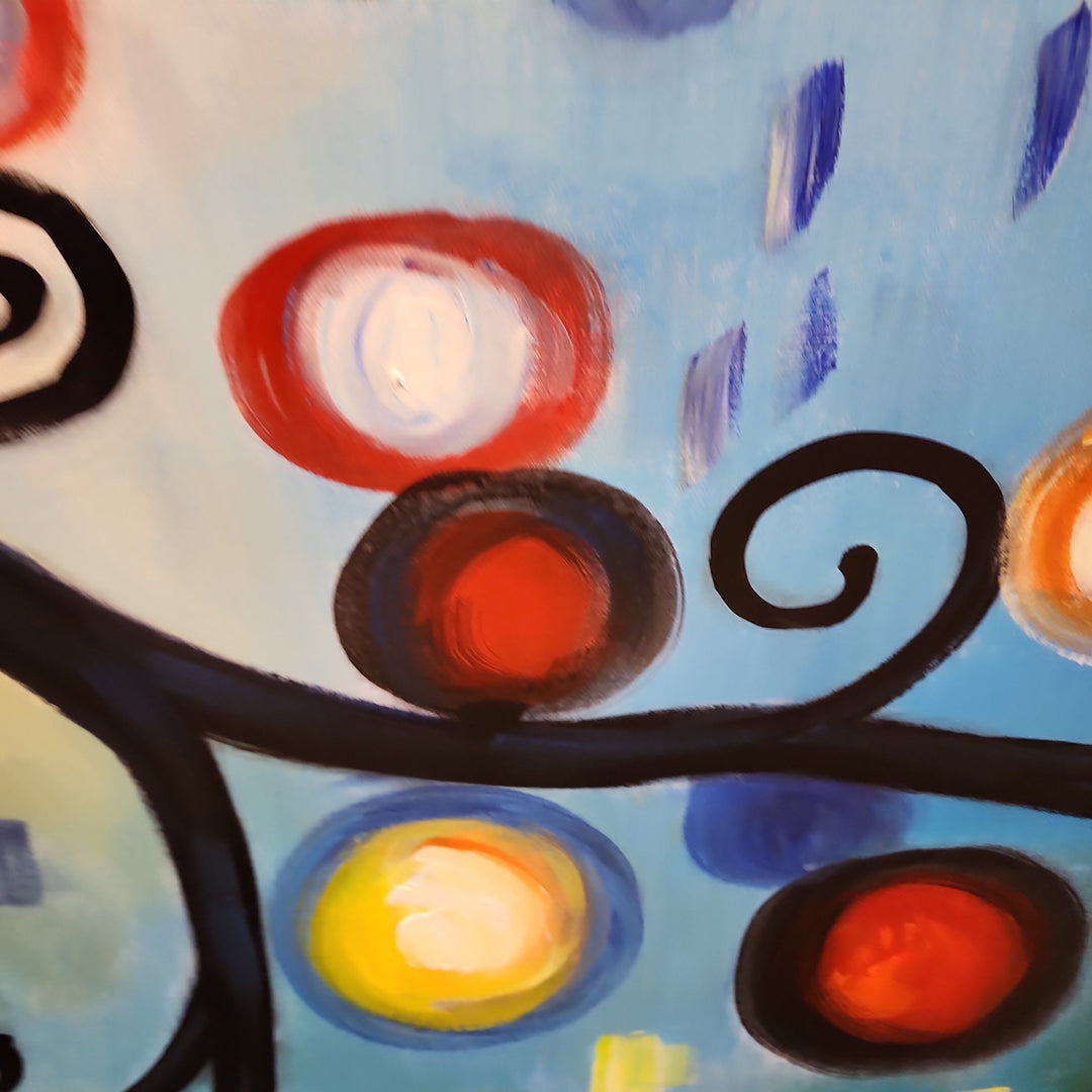 Tree of Life - Hand Painted , Colourful, Whimiscal Tree Modern Art size Extra Large 100x240cm