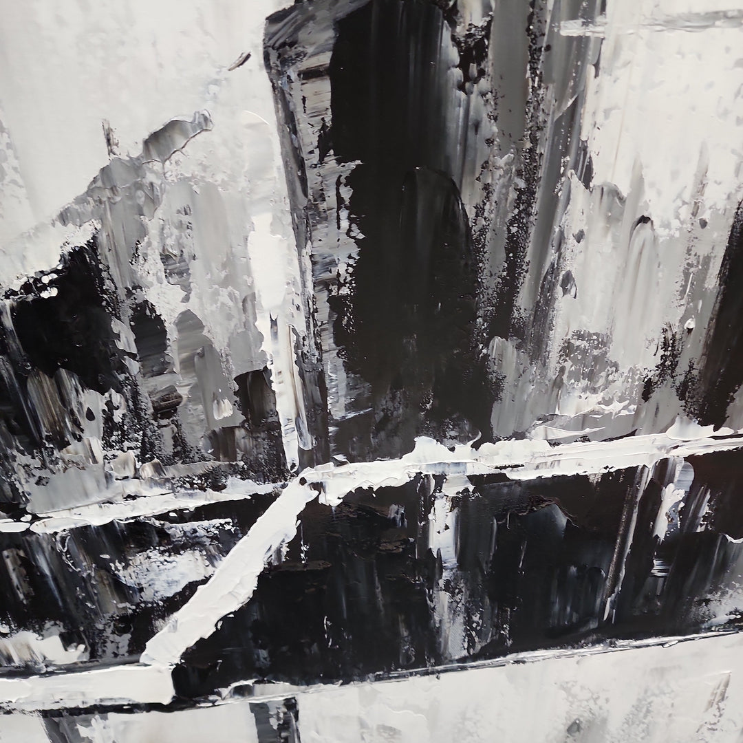 Abstract Apparition - Black and White Modern Abstract Finished with Shadow Frame