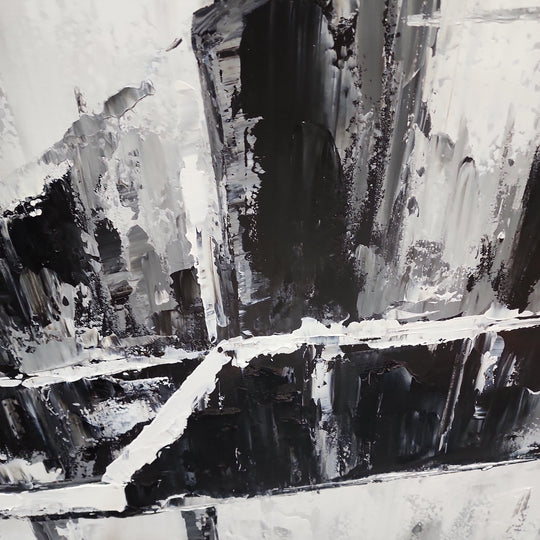 Abstract Apparition - Black and White Modern Abstract Finished with Shadow Frame