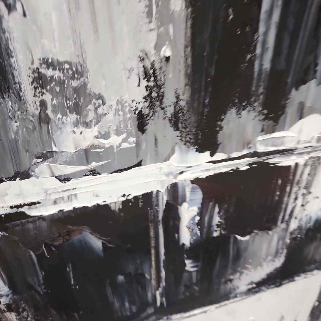 Abstract Apparition - Black and White Modern Abstract Finished with Shadow Frame