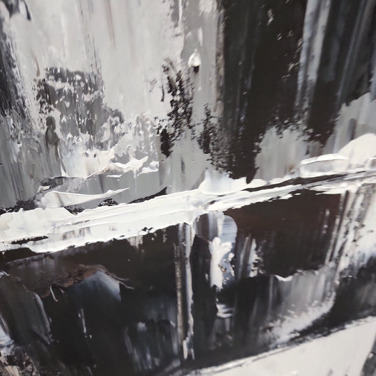 Abstract Apparition - Black and White Modern Abstract Finished with Shadow Frame