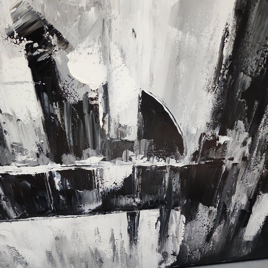 Abstract Apparition - Black and White Modern Abstract Finished with Shadow Frame