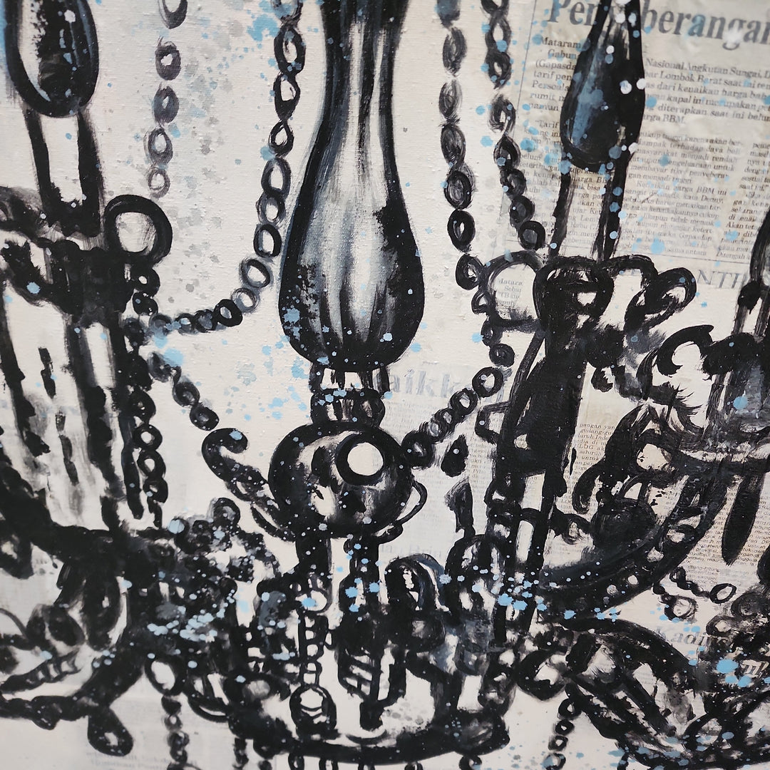 Chandelier - Mixed Media Art Depiction of an Ornate Chandelier Size 100x100cm - Priceless ART:  Australia's Largest Range of Affordable ART