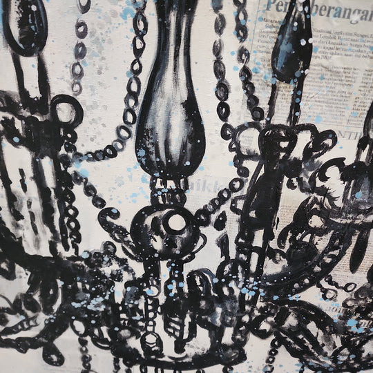 Chandelier - Mixed Media Art Depiction of an Ornate Chandelier Size 100x100cm - Priceless ART:  Australia's Largest Range of Affordable ART