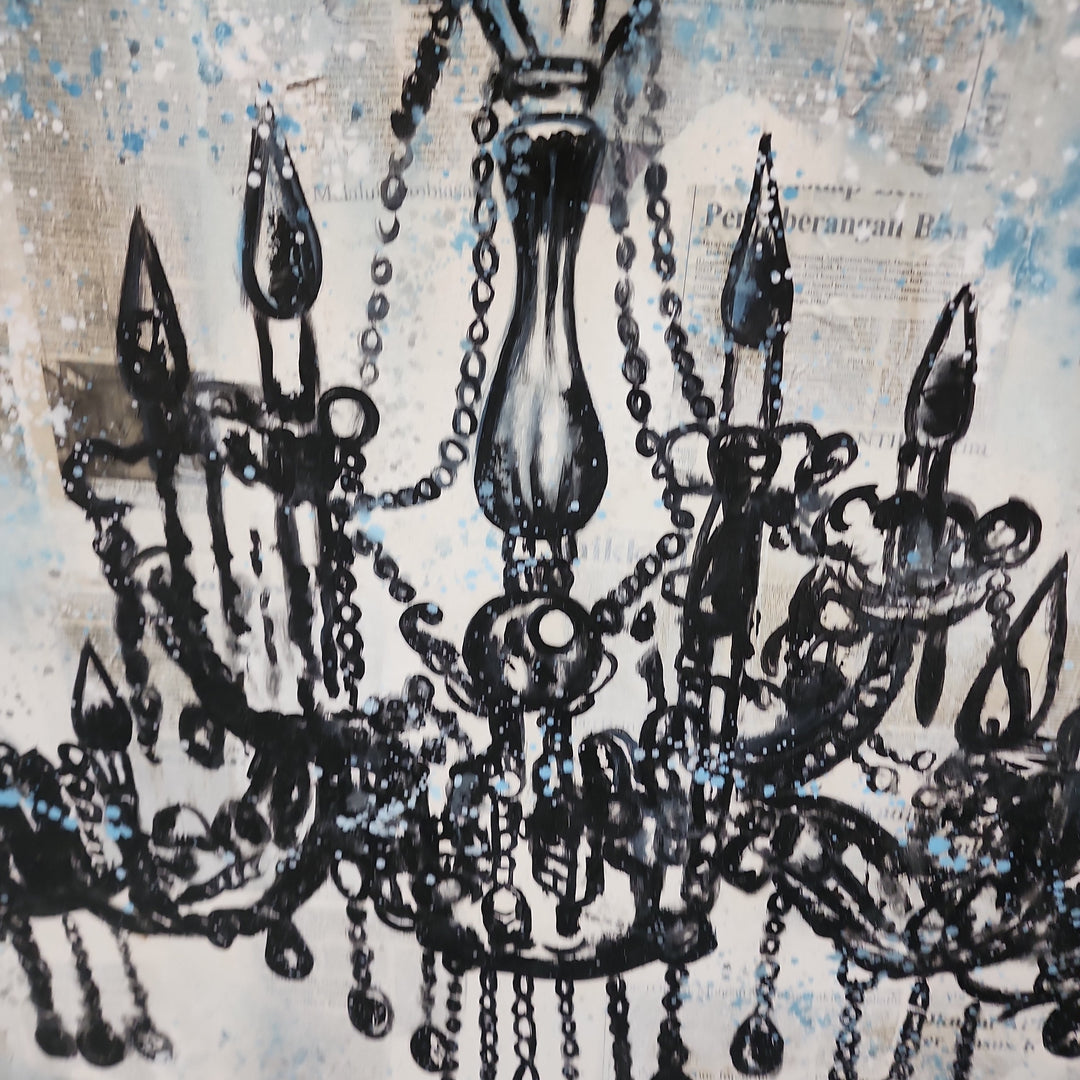 Chandelier - Mixed Media Art Depiction of an Ornate Chandelier Size 100x100cm - Priceless ART:  Australia's Largest Range of Affordable ART