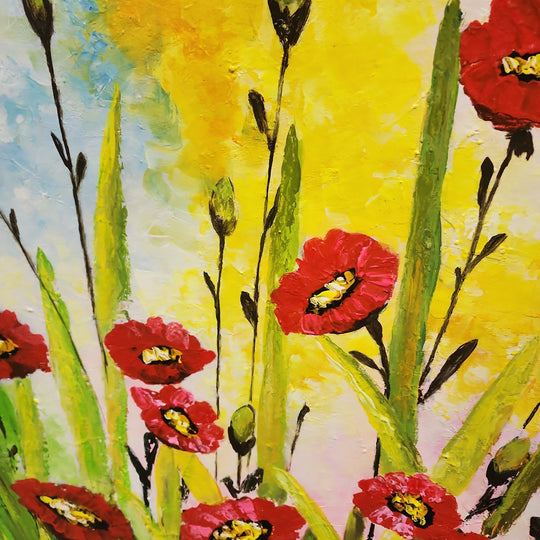 Red Bliss - Colourful Floral themed Artwork Size 100x120cm - Priceless ART:  Australia's Largest Range of Affordable ART