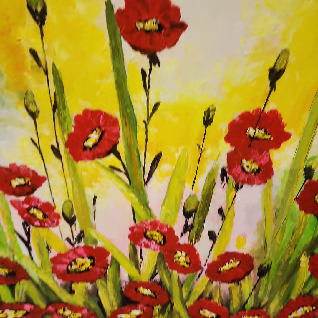 Red Bliss - Colourful Floral themed Artwork Size 100x120cm - Priceless ART:  Australia's Largest Range of Affordable ART