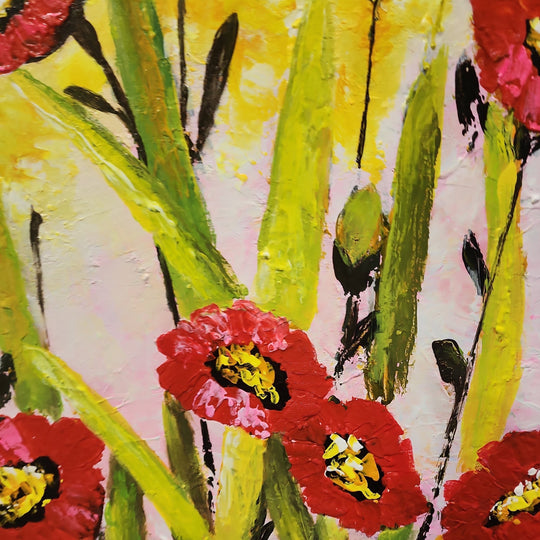 Red Bliss - Colourful Floral themed Artwork Size 100x120cm - Priceless ART:  Australia's Largest Range of Affordable ART