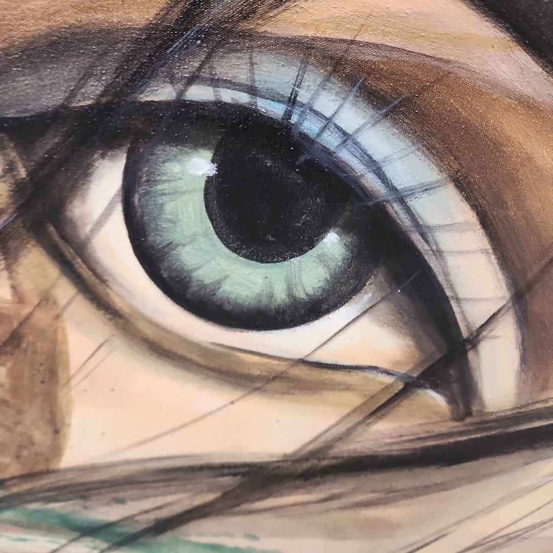 A Face in the Wind - Beautiful Portrait of a Young Woman Size 100x100cm