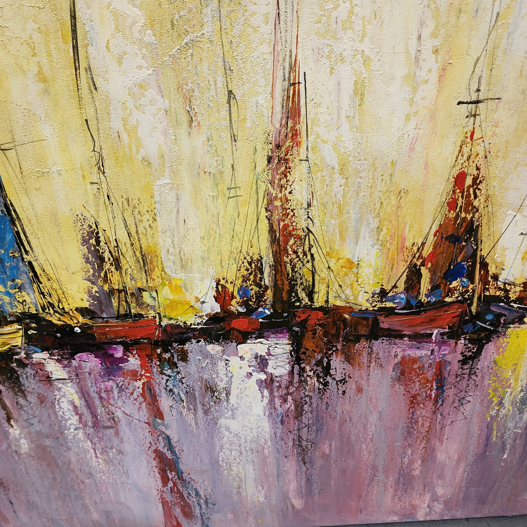 Sails at Sea - Stunning Modern Impressionistic Seascape Art featuring Boats at Sea