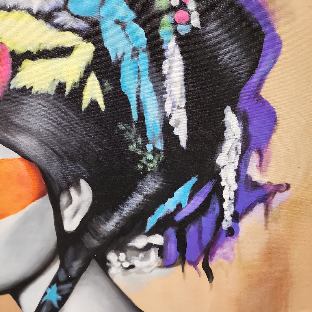 Oriental Beauty - Highly Detailed Portrait of a Young Woman of Eastern Descent, Size 100x120cm