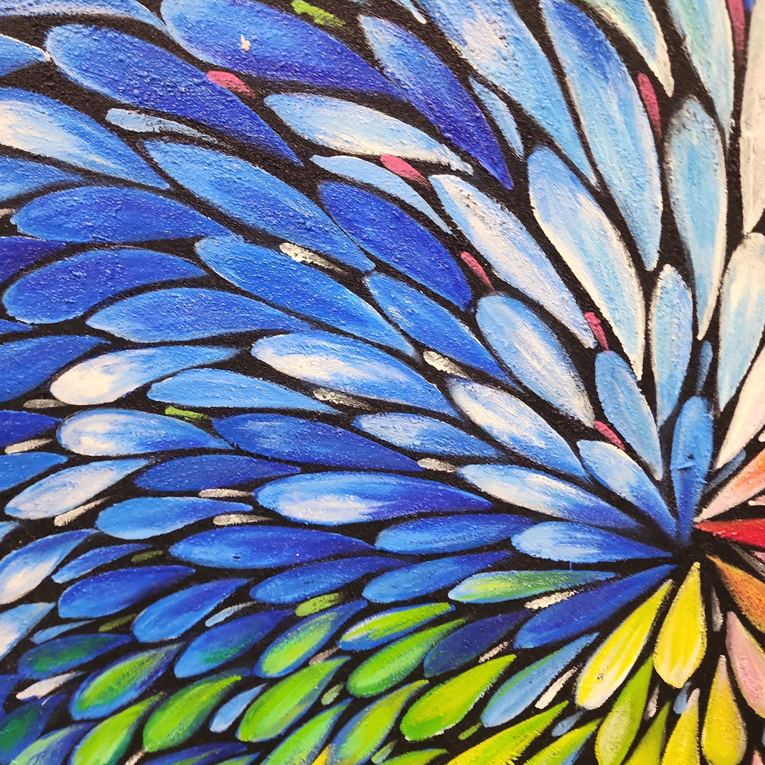 Entrancement - Colourful Modern Dot Pattern Artwork, Size 90x140cm and Fitted with a Black Shadow Frame