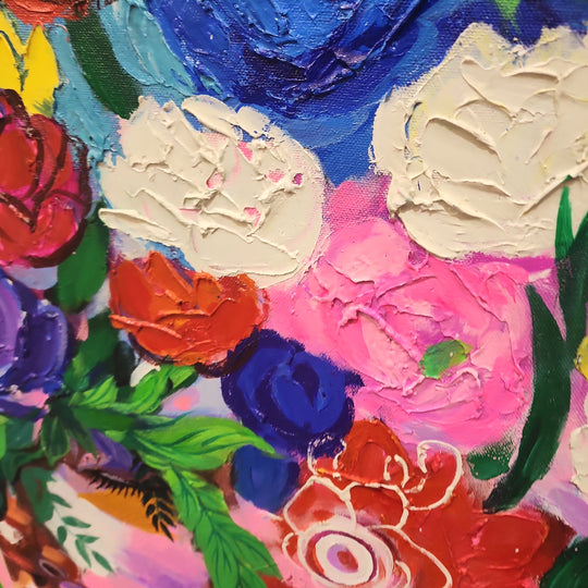 Floral Headdress - Beautiful Stylized Portrait of a Woman, Head Adorned with Feathers