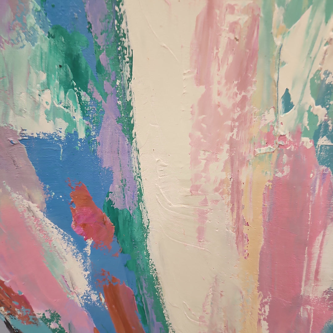 Colourful Beauty - Sublime, 100% Hand-Painted Colourful Portrait of a Woman, Size 110x140cm