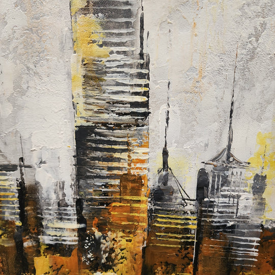 The Golden City - Striking Abstract Artwork Featuring the Impression of a Cityscape in the distance, Size 70x200cm - Priceless ART:  Australia's Largest Range of Affordable ART