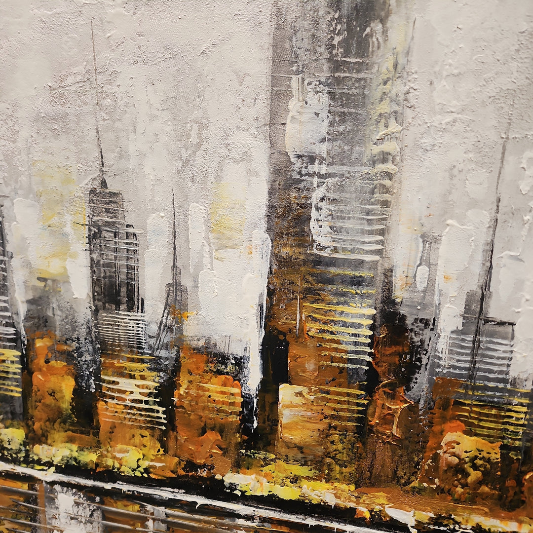 The Golden City - Striking Abstract Artwork Featuring the Impression of a Cityscape in the distance, Size 70x200cm - Priceless ART:  Australia's Largest Range of Affordable ART