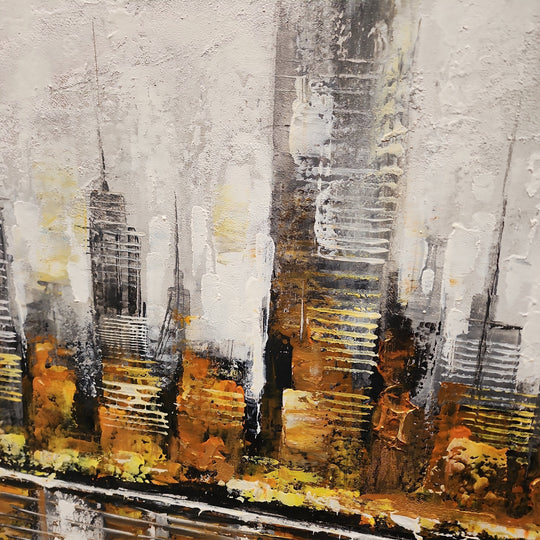 The Golden City - Striking Abstract Artwork Featuring the Impression of a Cityscape in the distance, Size 70x200cm - Priceless ART:  Australia's Largest Range of Affordable ART
