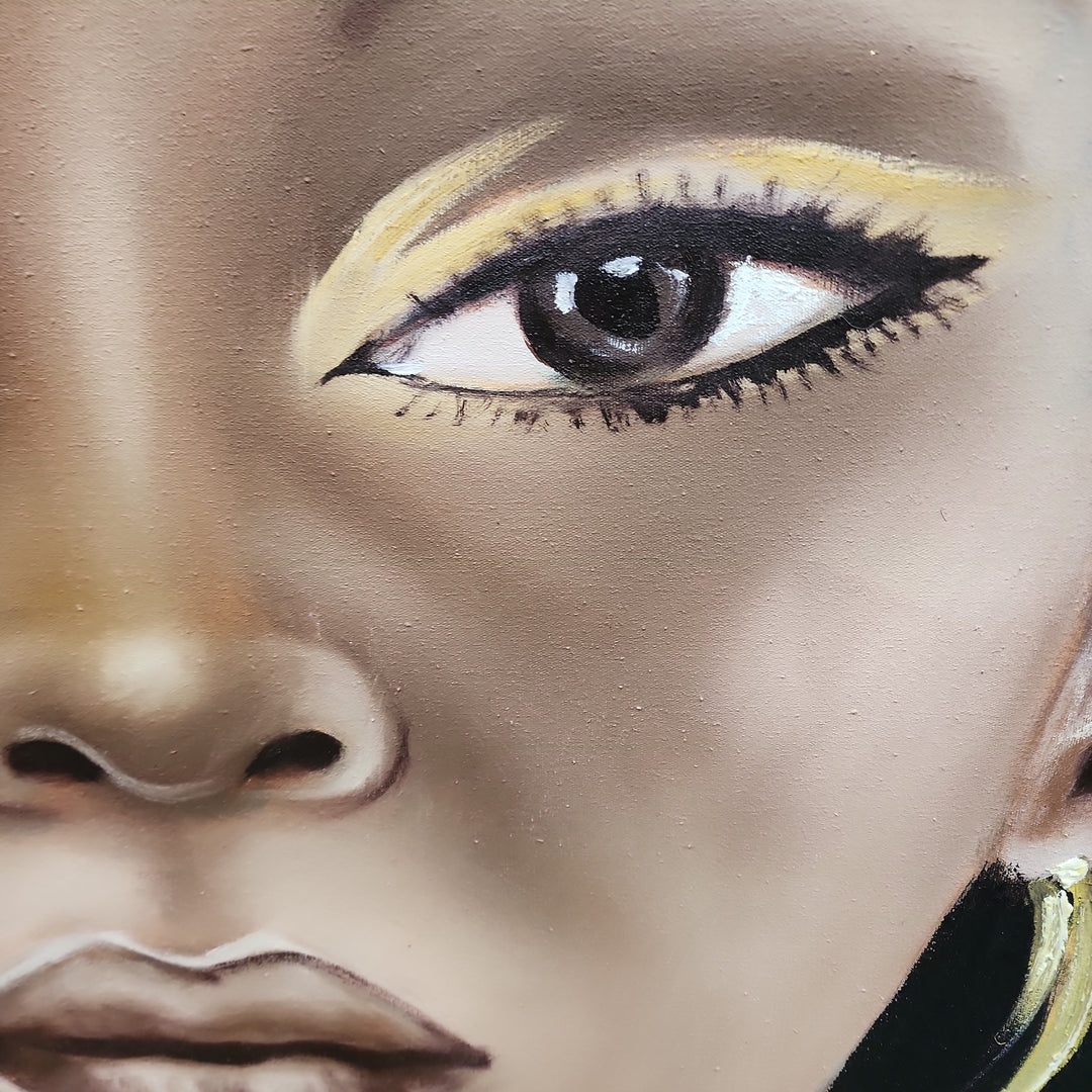 Contemplative Stare - Beautiful, Highly Detailed Portrait of a Woman, Size 100x120cm