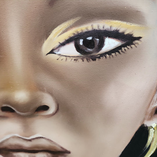 Contemplative Stare - Beautiful, Highly Detailed Portrait of a Woman, Size 100x120cm