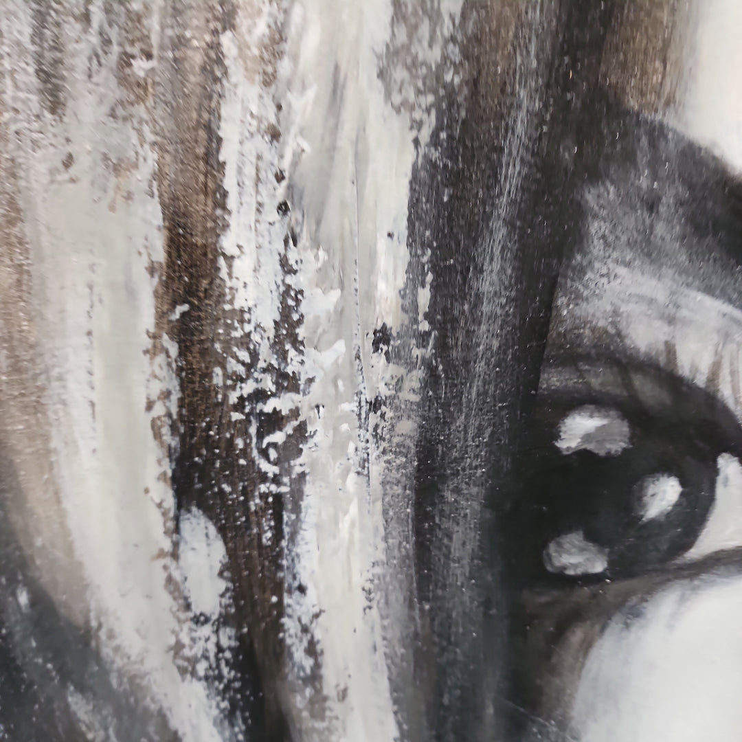 Gestural Gaze - Beautiful, Stylized Depiction of a Young Woman, Size 100x120cm