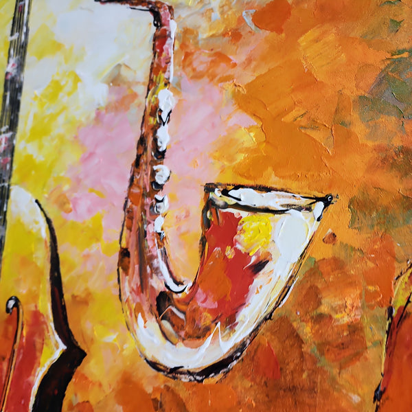 Music Euphoria - Stunning, HAnd Painted Stylized Depiction of an Assortment of Musical Instruments, Size 100x120cm