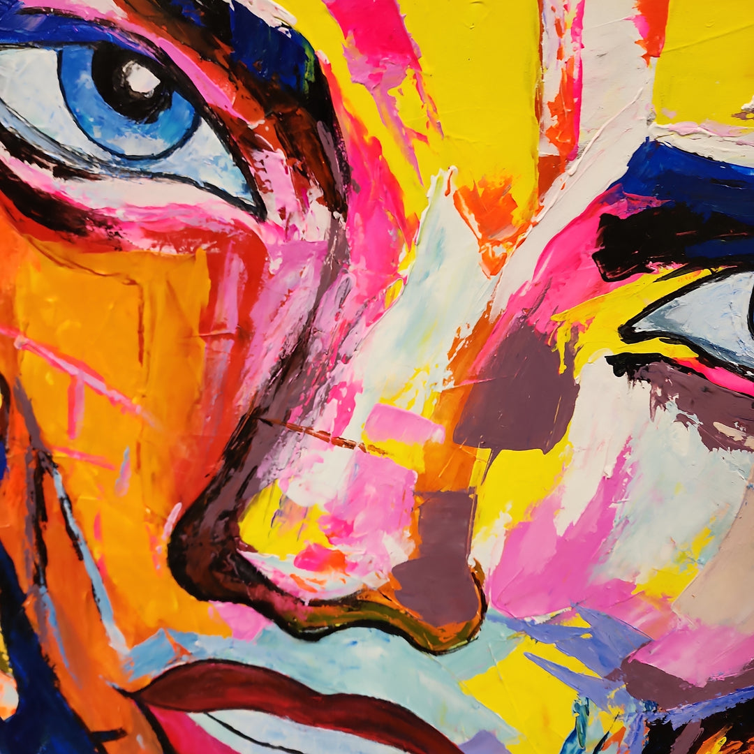 Modern Couple - Stunning, Colourful Portrait of Man And Woman Painted with Palette Knife