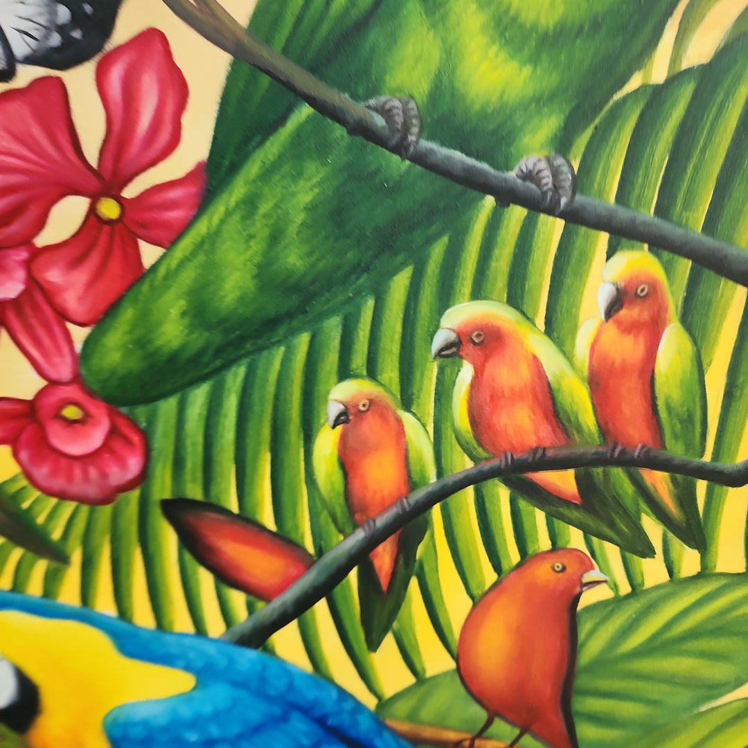 Birds of Colour - Highly Detailed Oil Painting of Tropical Birds in the Jungle