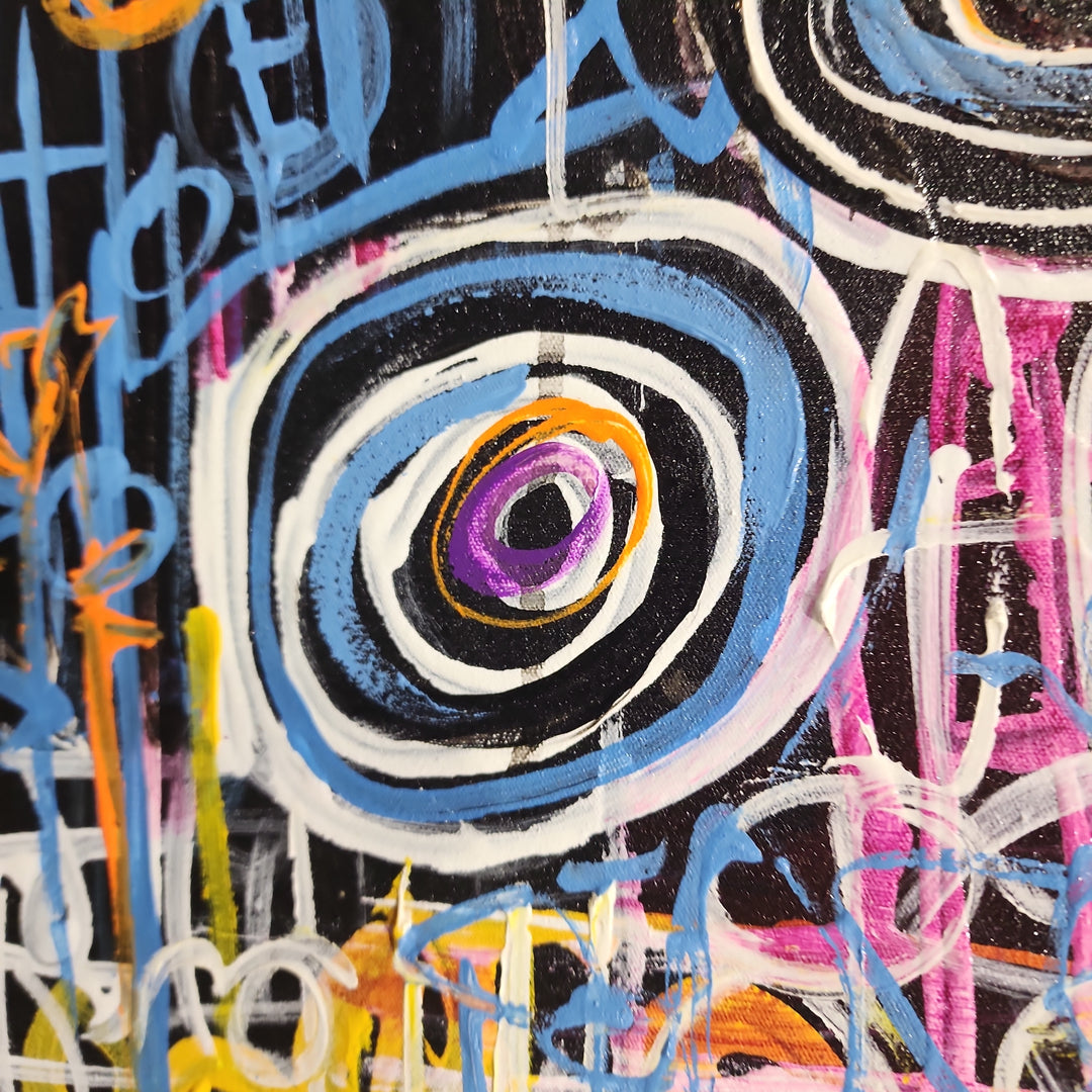 Circles & Lines - Whimsical, Kinetic Abstract Modern Artwork Featuring a Spectacle of Colour, Size 100x150cm